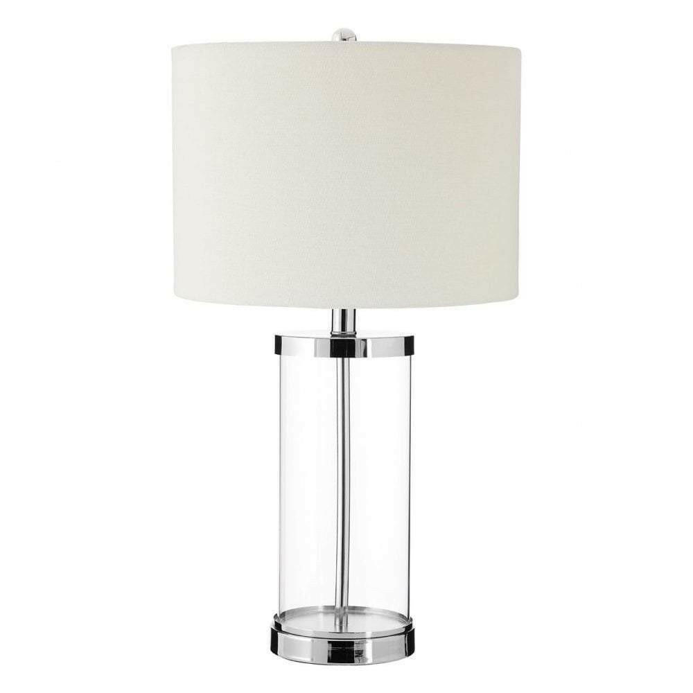 Ilija Glass Table Lamp with Cream Fabric Shade.