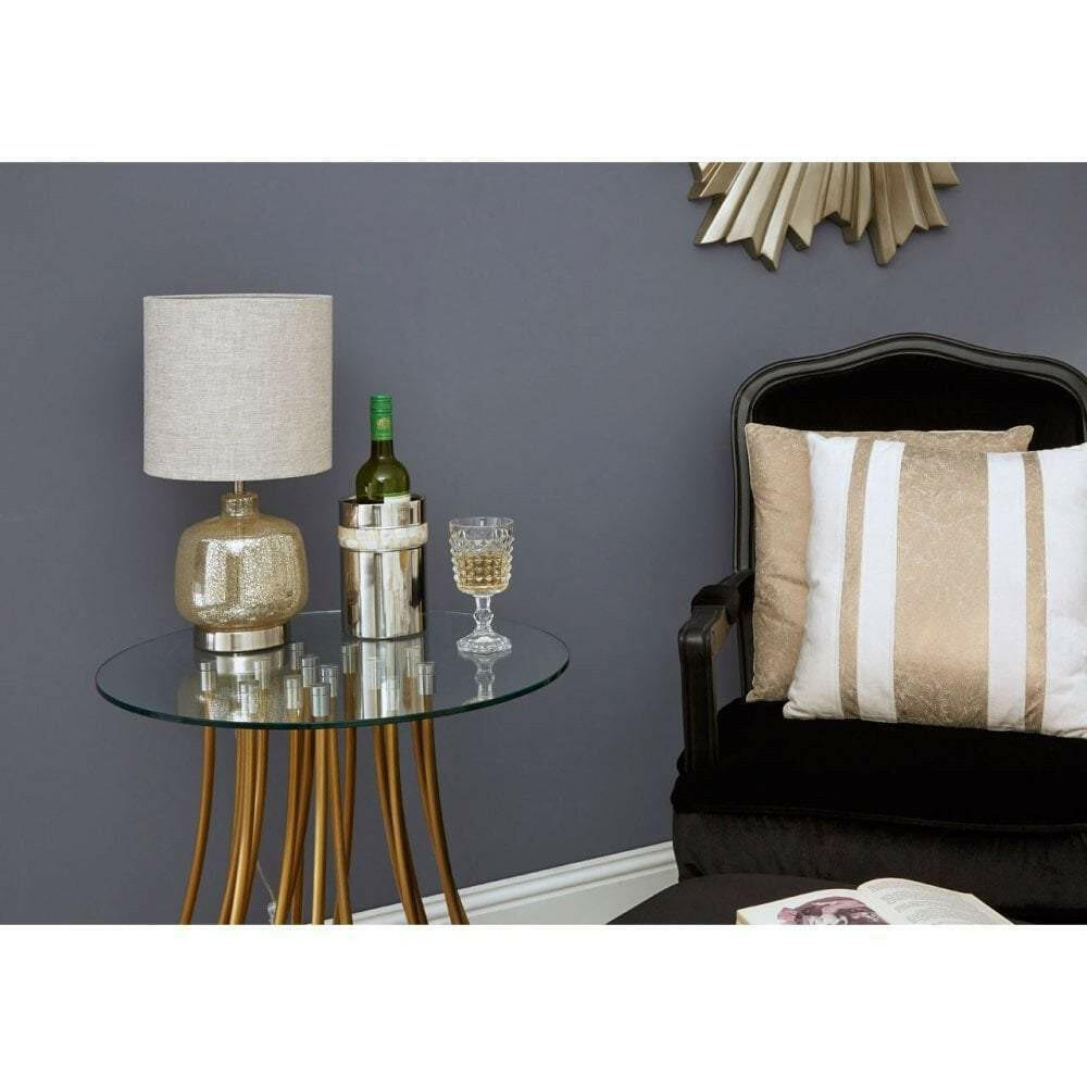 Imri Glass Table Lamp with Natural Fabric Shade.