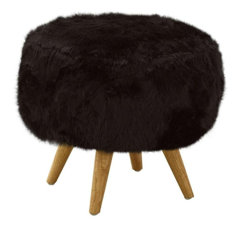 Jahmi Black Fur Stool.