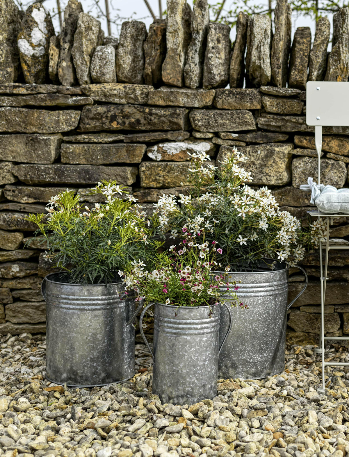 Set of 3 Galvanised Steel Planters.