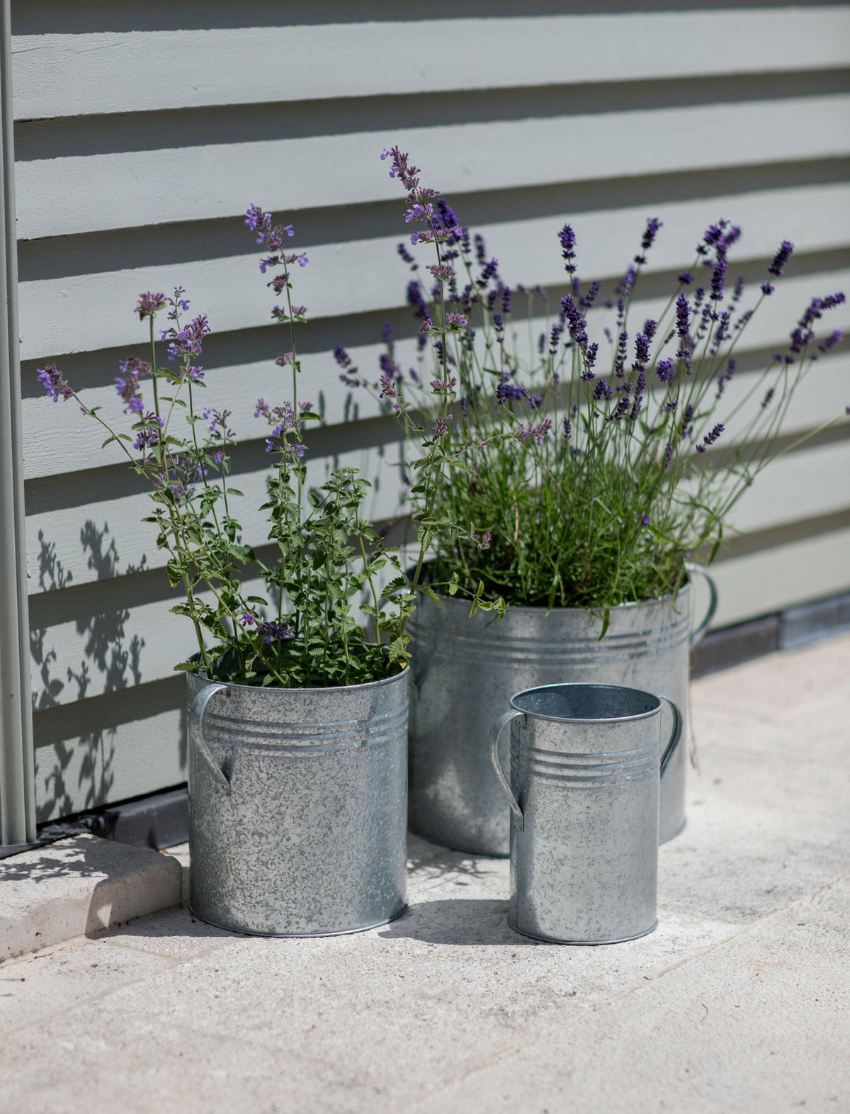 Set of 3 Galvanised Steel Planters.