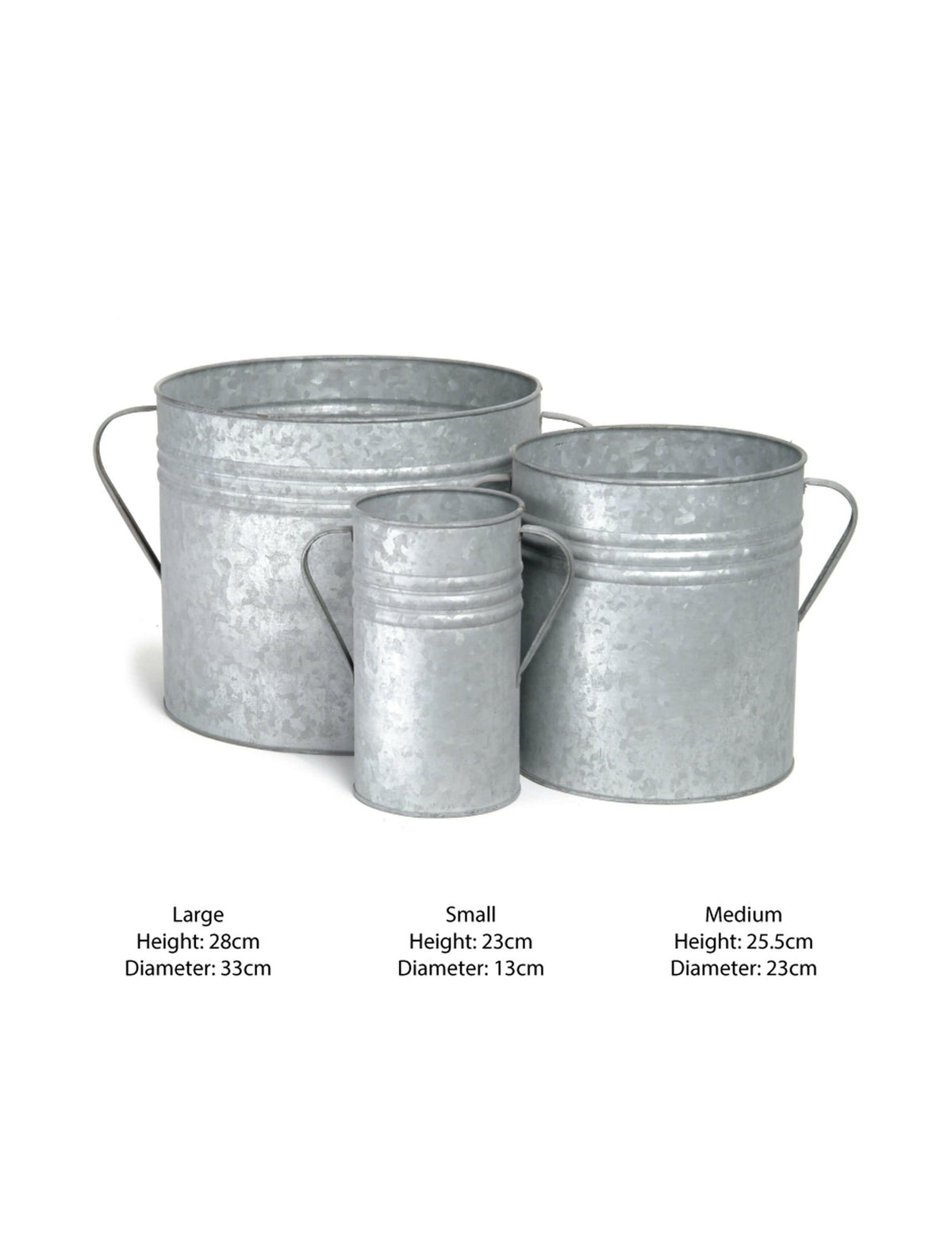 Set of 3 Galvanised Steel Planters.