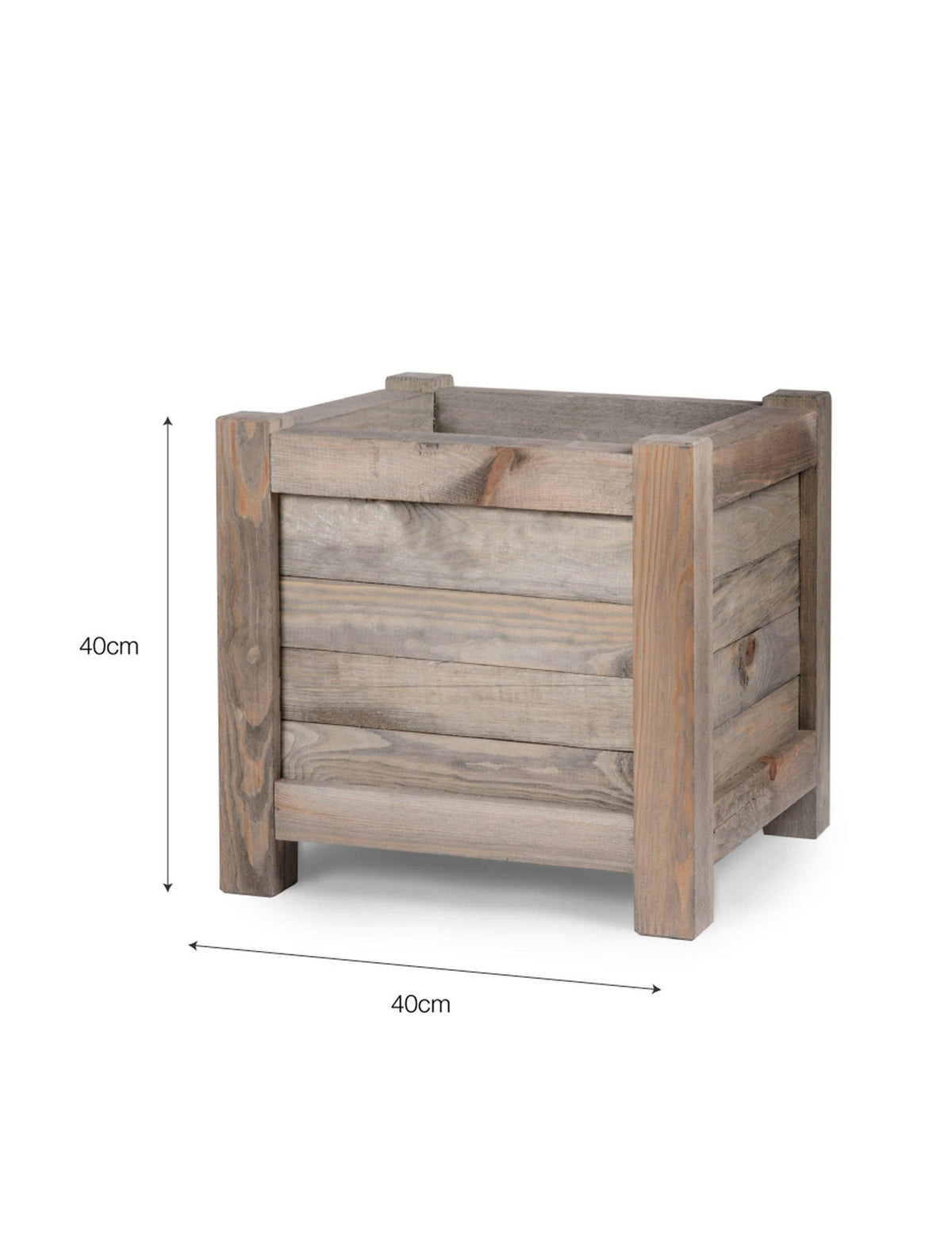 Square Wooden Planter - 40cm.