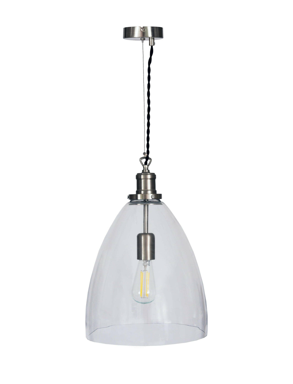 Hoxton Bullet Pendant Light - Satin Nickel.