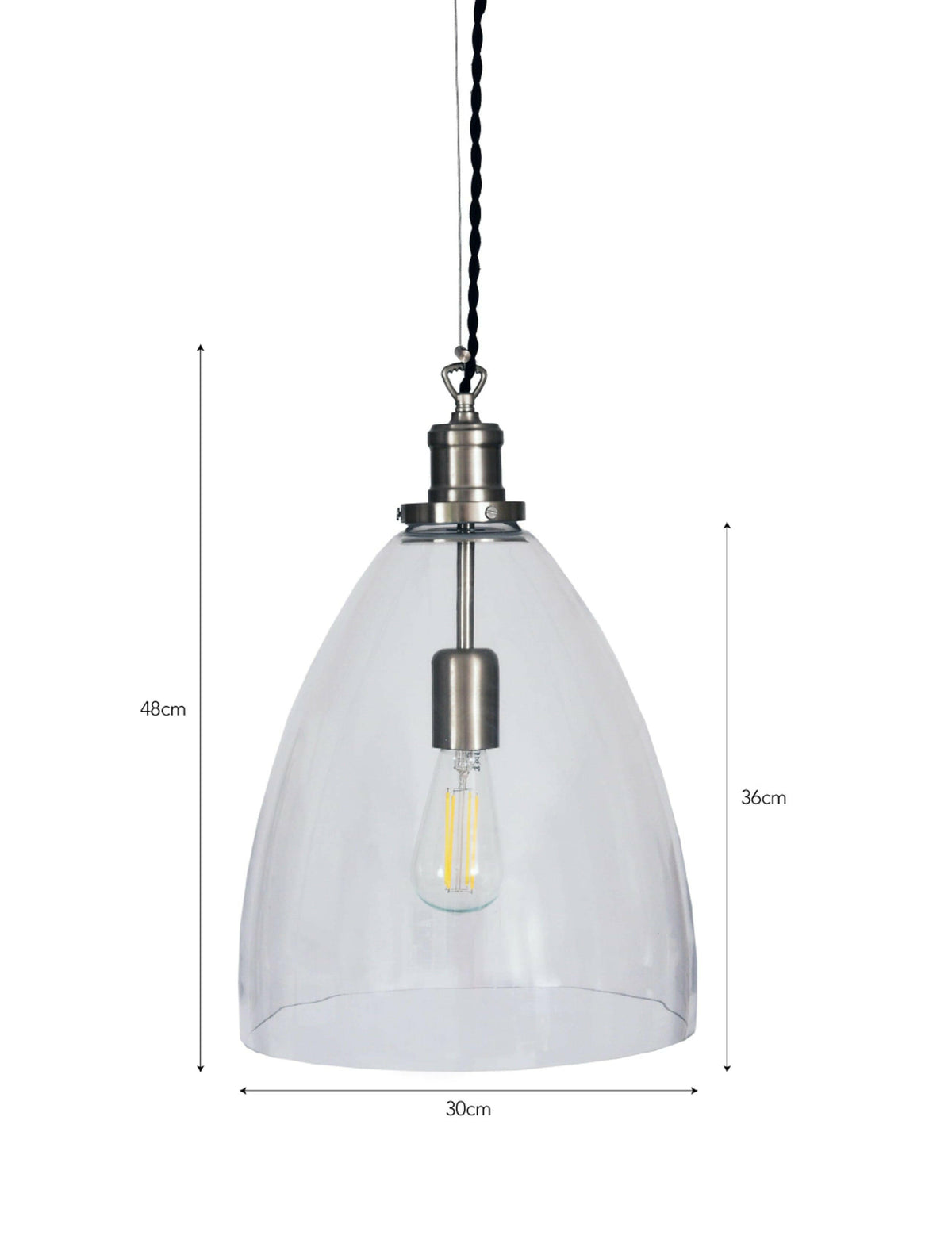 Hoxton Bullet Pendant Light - Satin Nickel.
