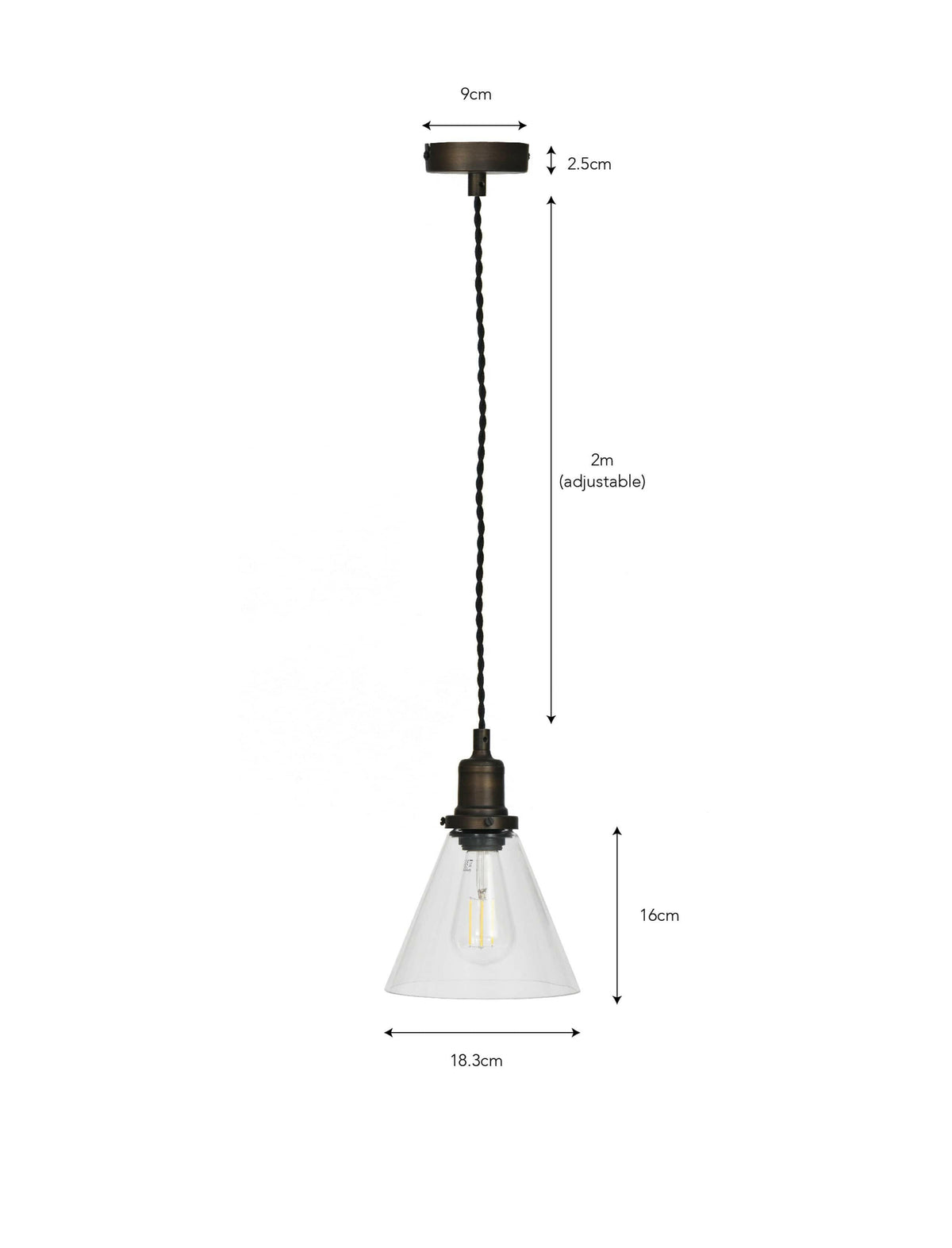 Hoxton Cone Pendant Light - Antique Bronze.