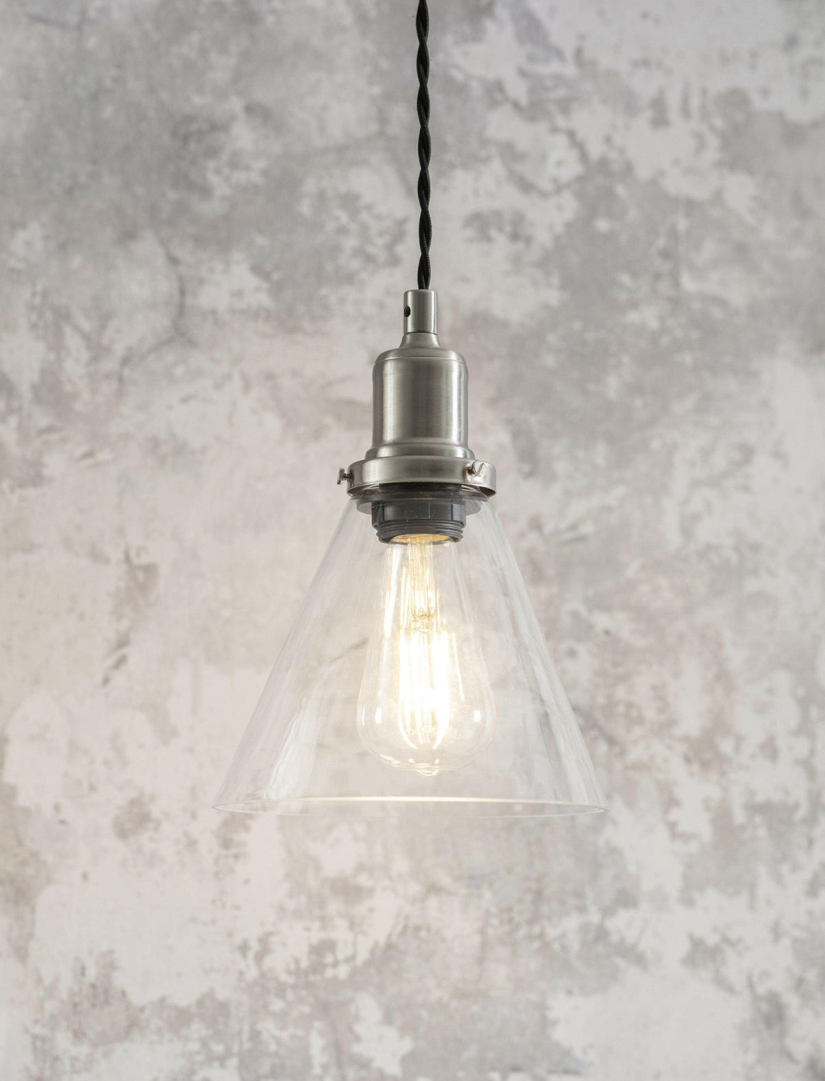 Hoxton Cone Pendant Light - Satin Nickel.