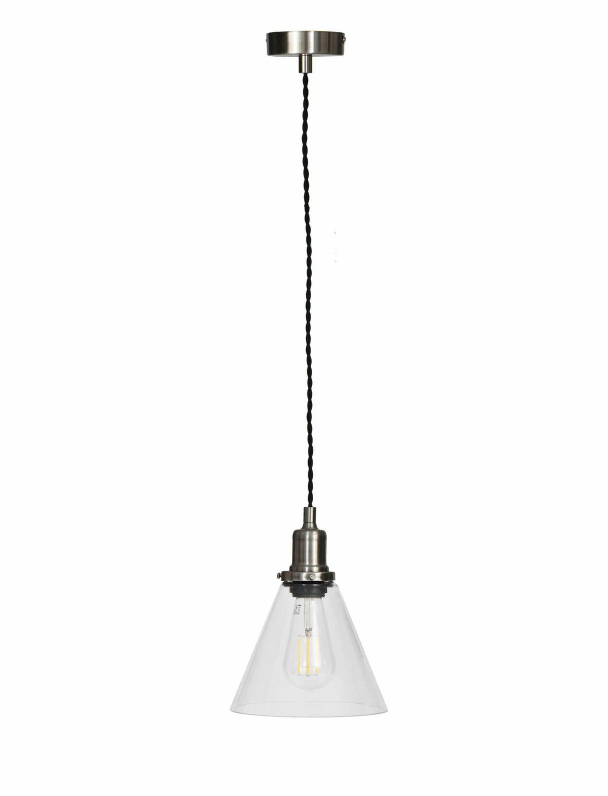 Hoxton Cone Pendant Light - Satin Nickel.