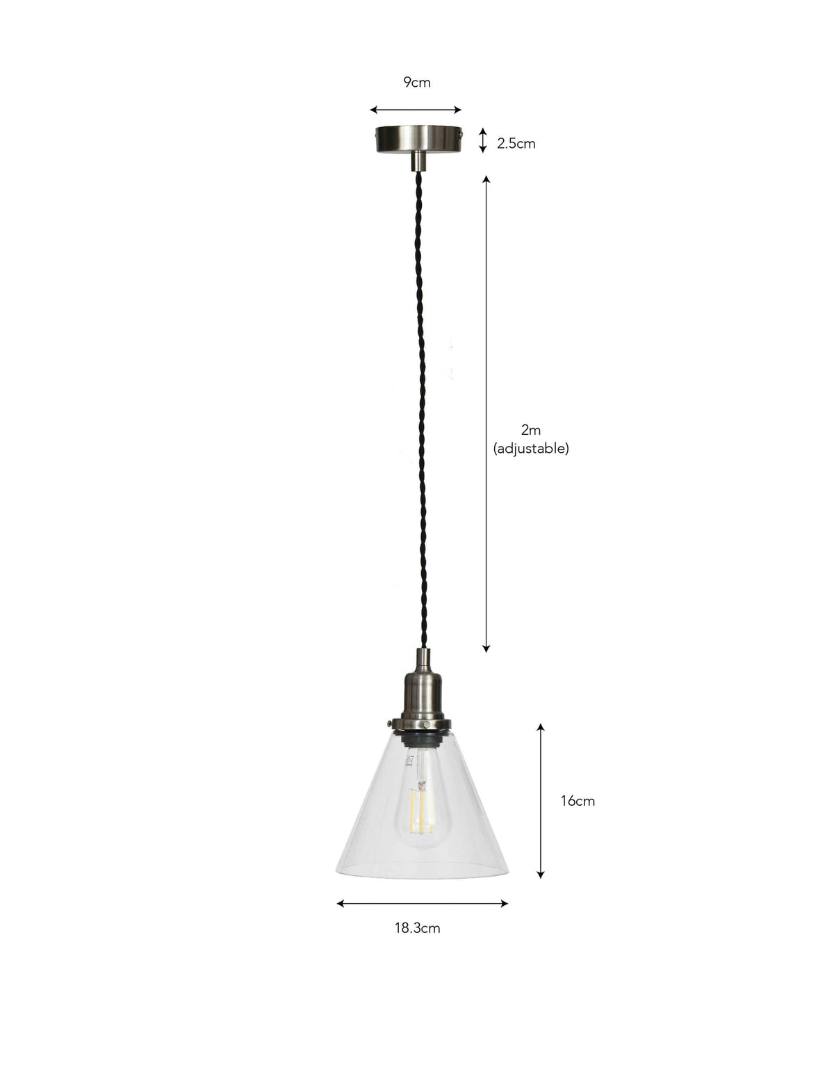 Hoxton Cone Pendant Light - Satin Nickel.