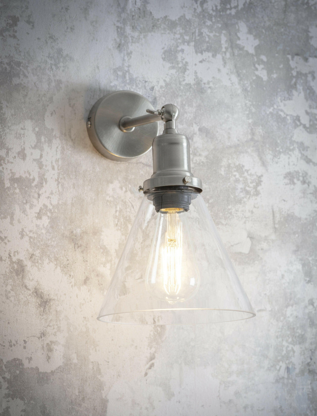 Hoxton Cone Wall Light - Satin Nickel.