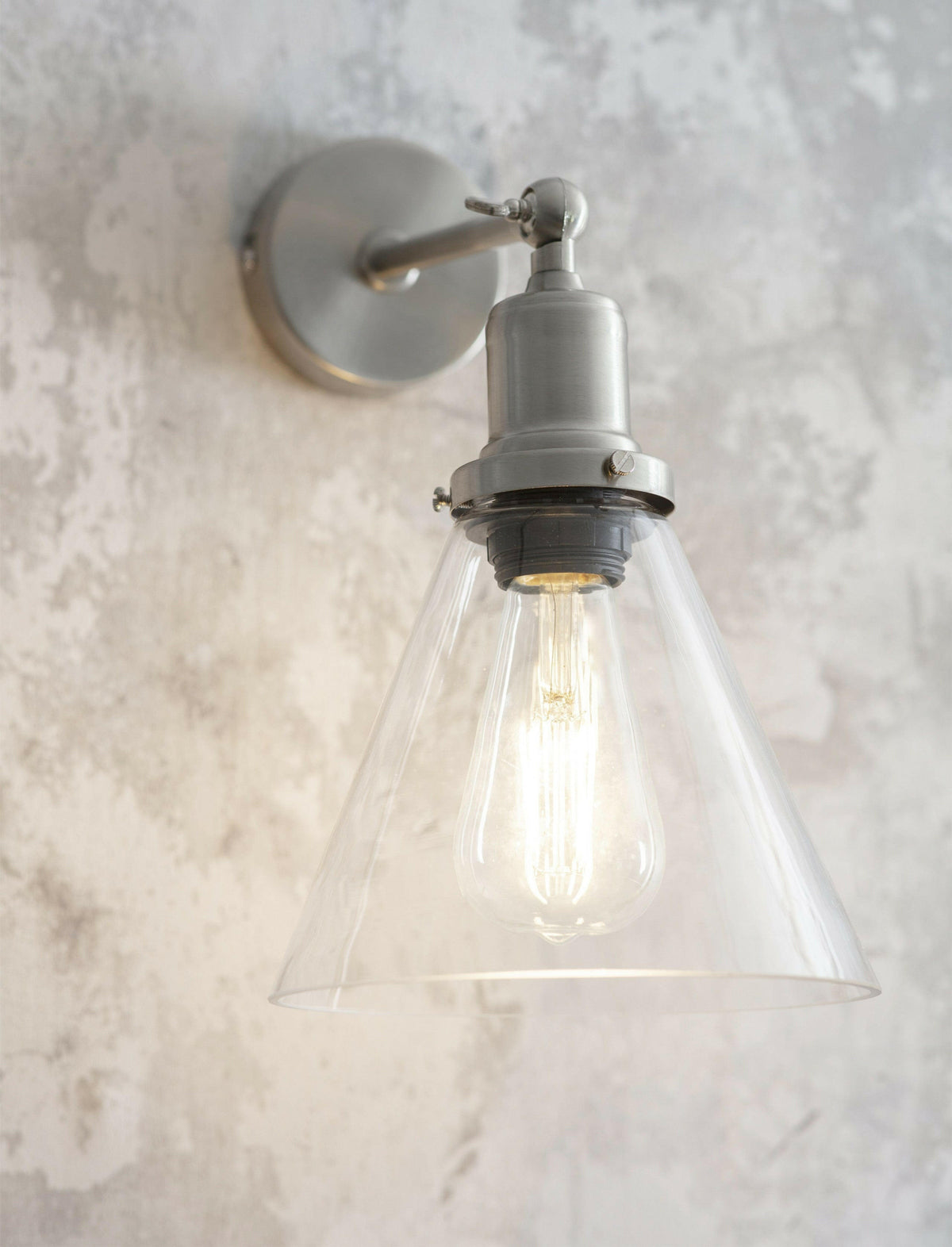 Hoxton Cone Wall Light - Satin Nickel.
