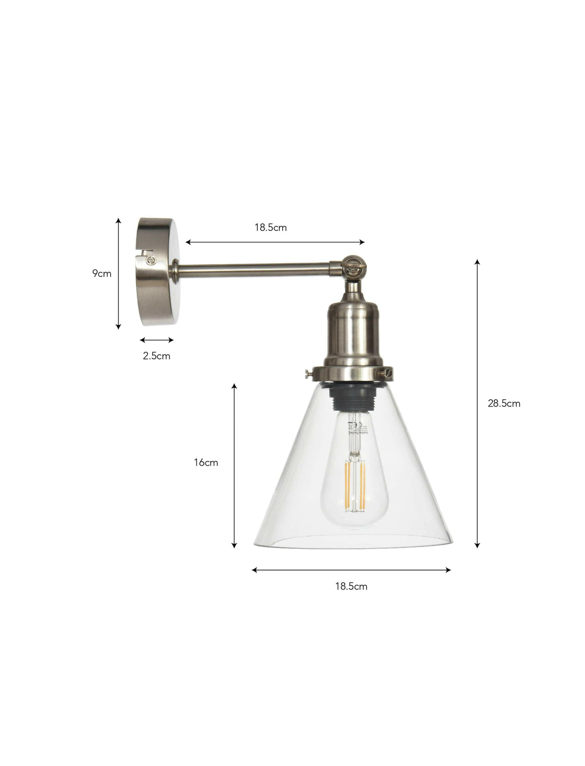 Hoxton Cone Wall Light - Satin Nickel.