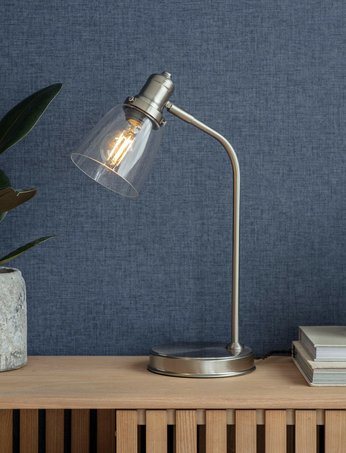 Hoxton Dome Table Lamp - Satin Nickel.