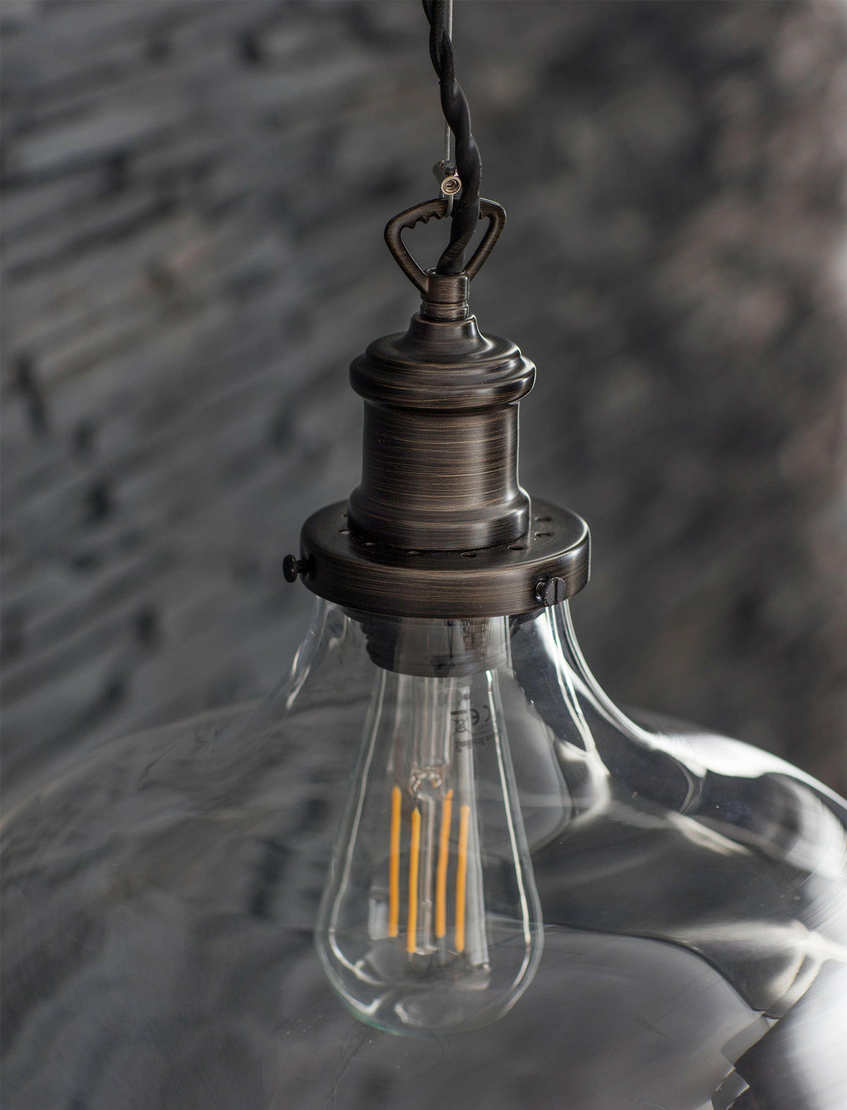Hoxton Pendant Light - Large - Antique Bronze.
