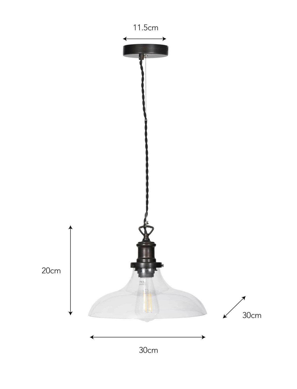 Hoxton Pendant Light - Large - Antique Bronze.