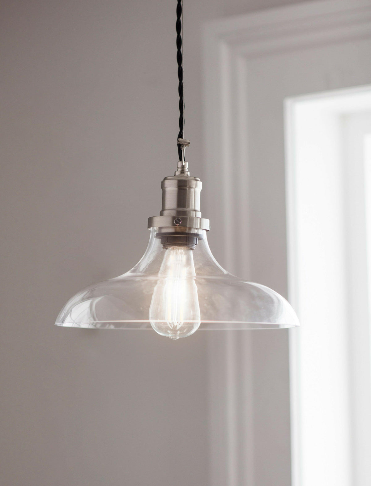 Hoxton Pendant Light - Large - Satin Nickel.