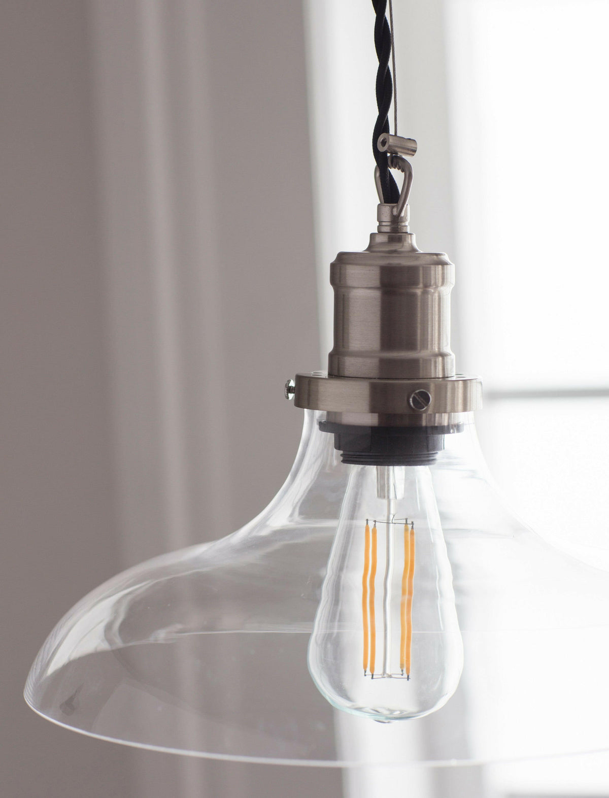 Hoxton Pendant Light - Large - Satin Nickel.