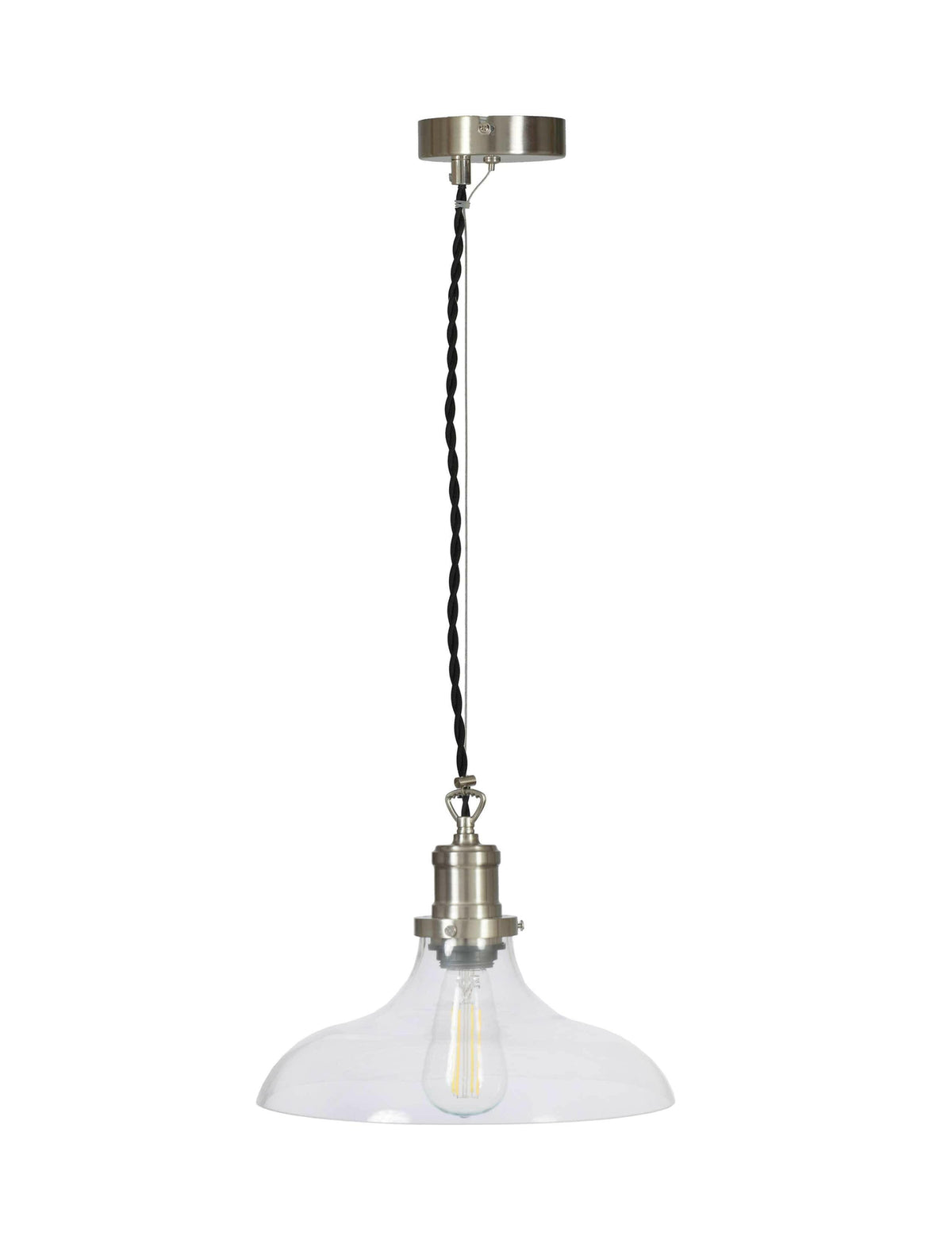 Hoxton Pendant Light - Large - Satin Nickel.
