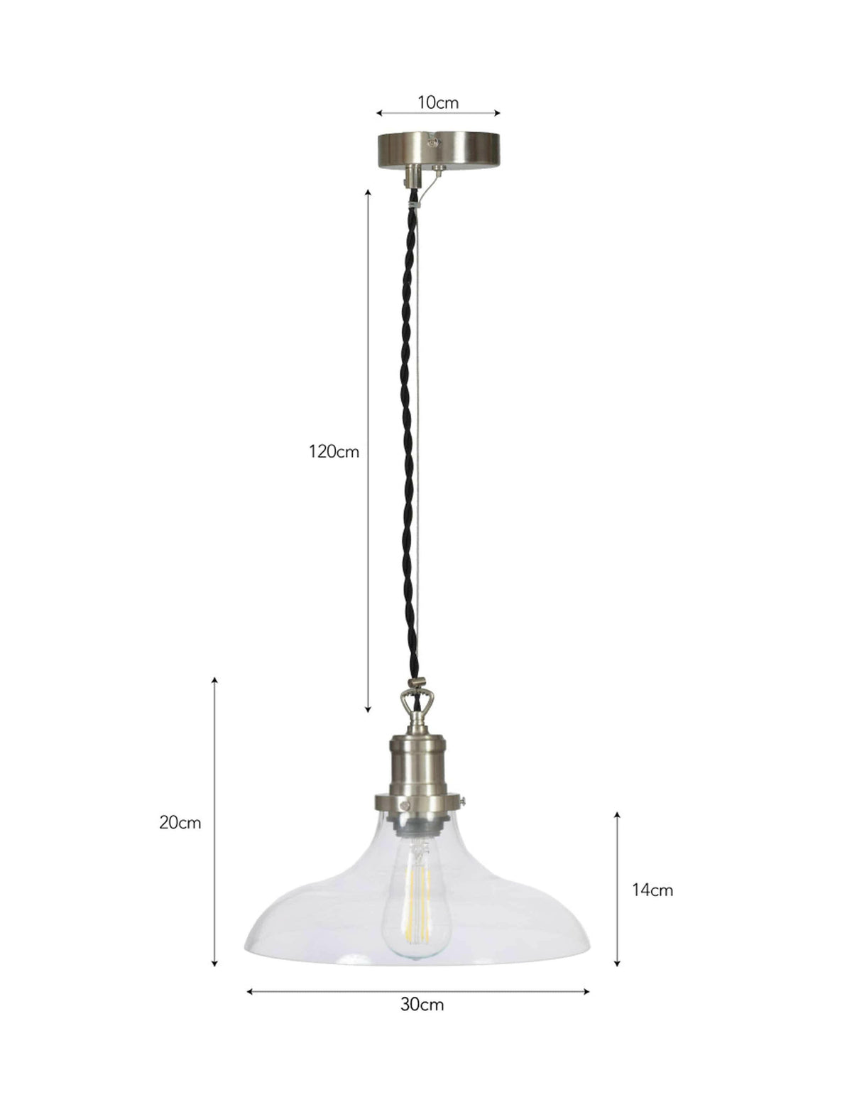 Hoxton Pendant Light - Large - Satin Nickel.
