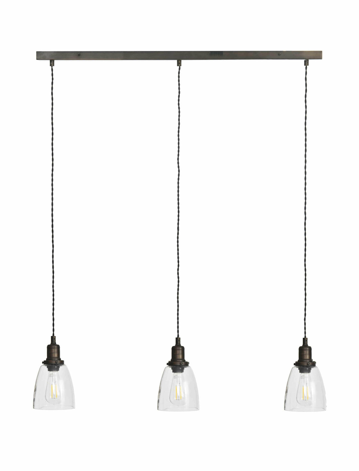 Trio of Hoxton Domed Pendant Light - Antique Bronze.