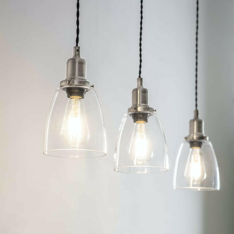 Trio of Hoxton Domed Pendant Light.