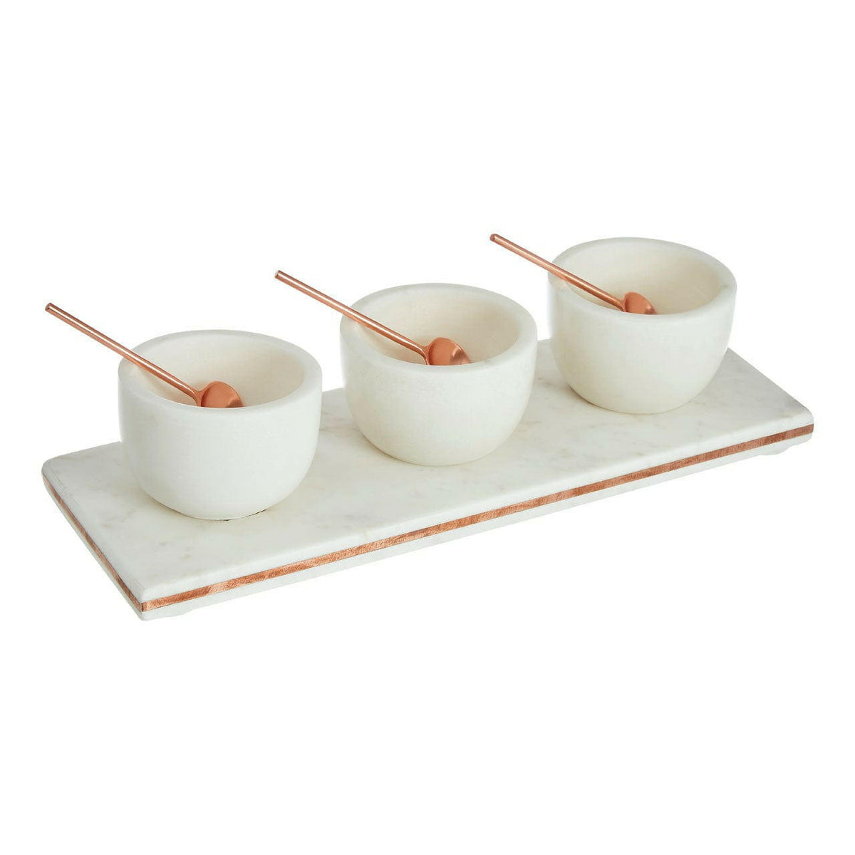 3 Pc Marble And Copper Inlay Serving Board Set.