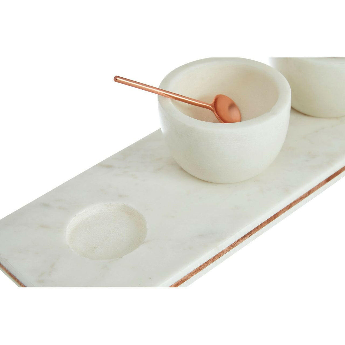 3 Pc Marble And Copper Inlay Serving Board Set.