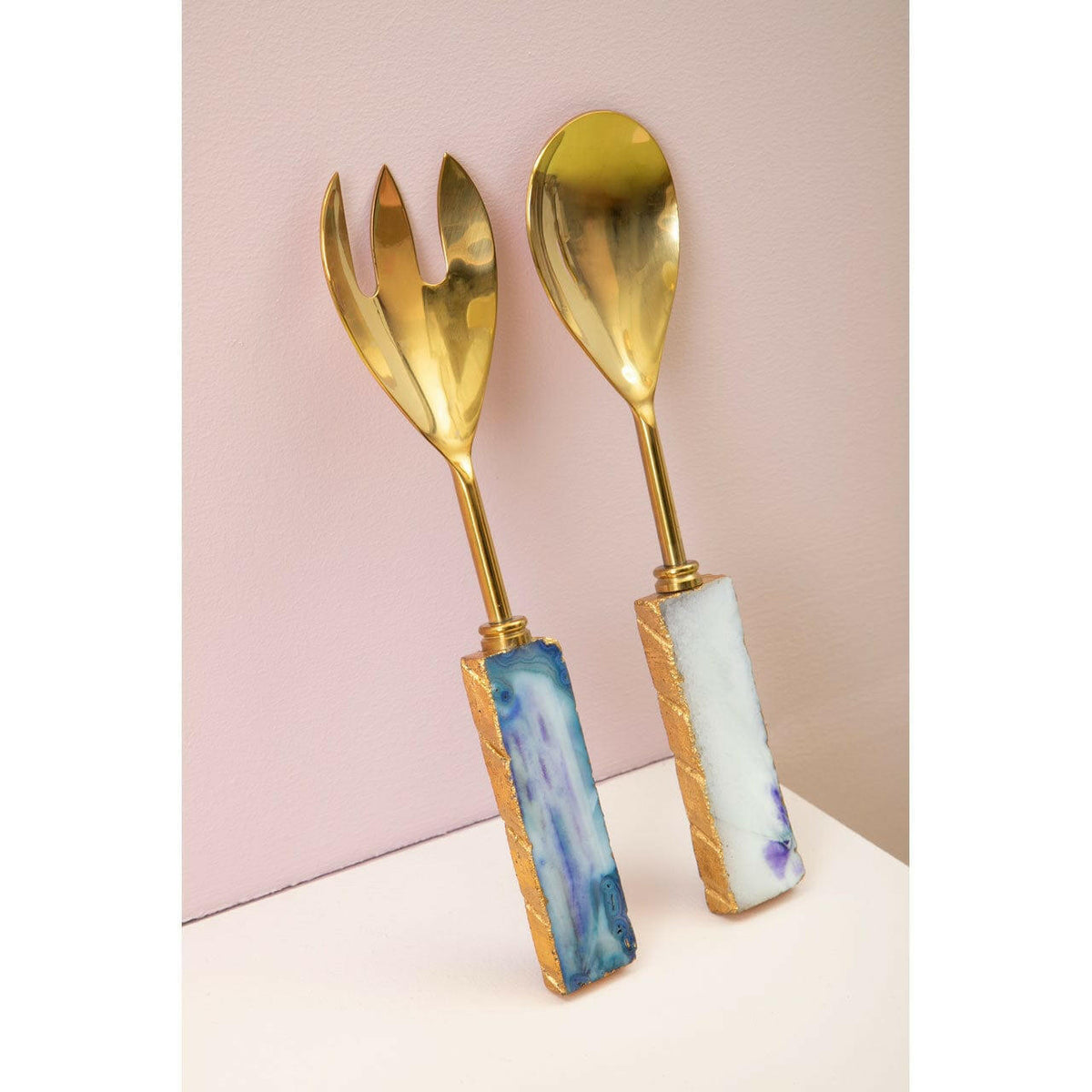 Agata Blue Warm Metallic Serving Set.