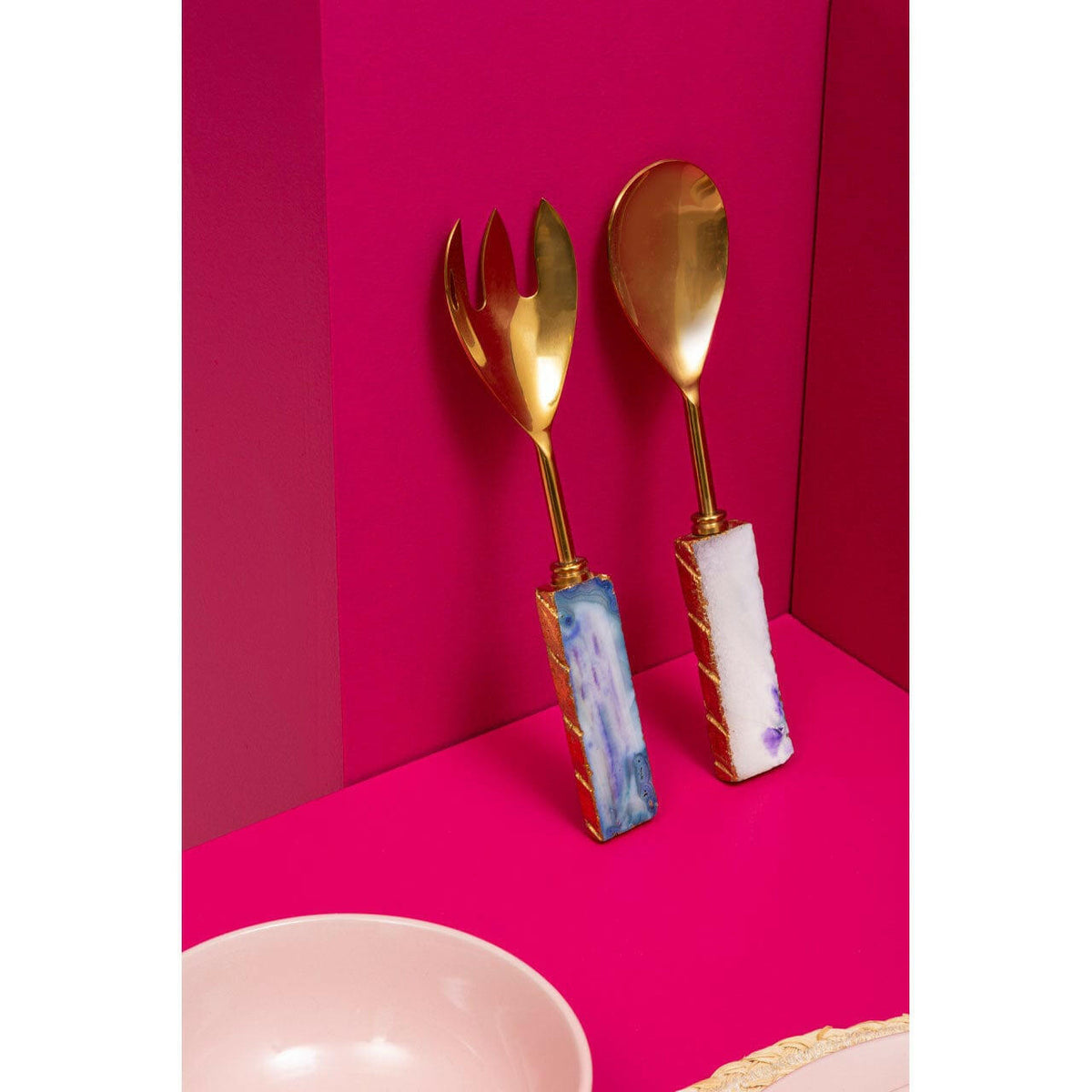 Agata Blue Warm Metallic Serving Set.