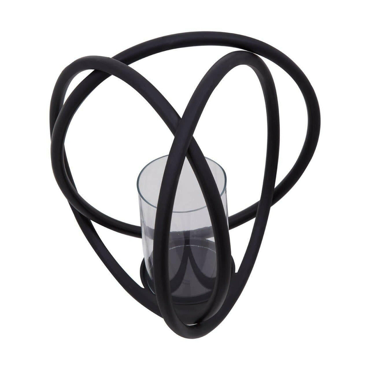 Aura Matte Black Medium Candle Holder.