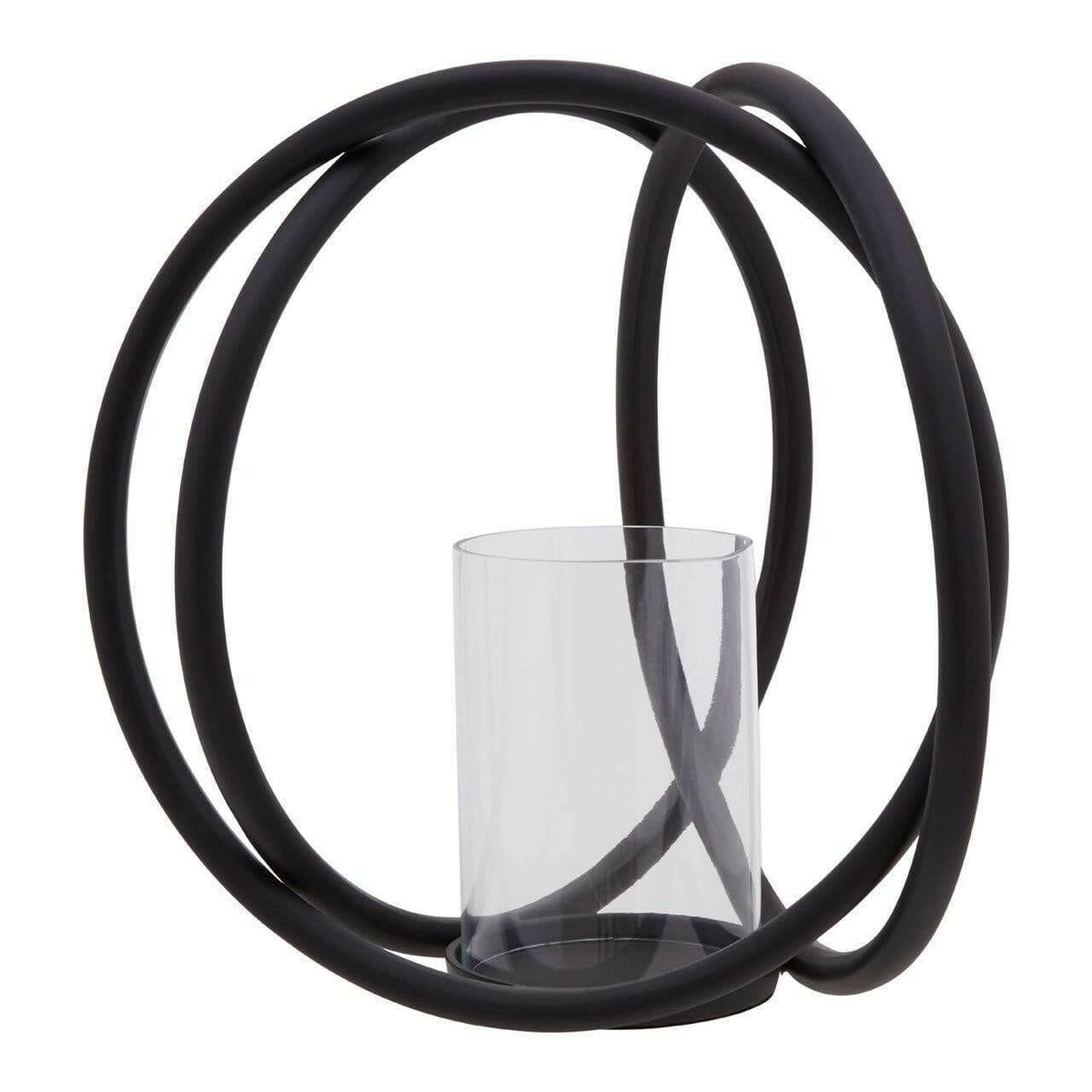 Aura Matte Black Medium Candle Holder.