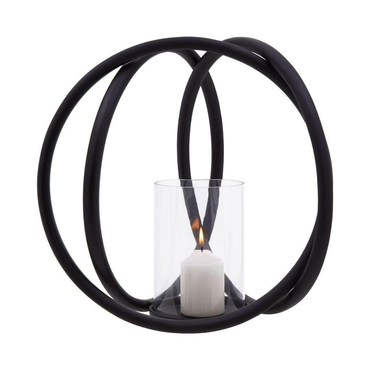 Aura Matte Black Medium Candle Holder.