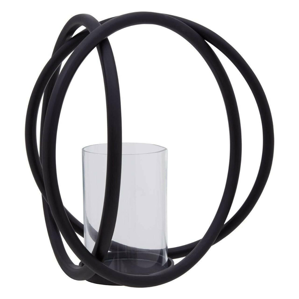 Aura Matte Black Medium Candle Holder.