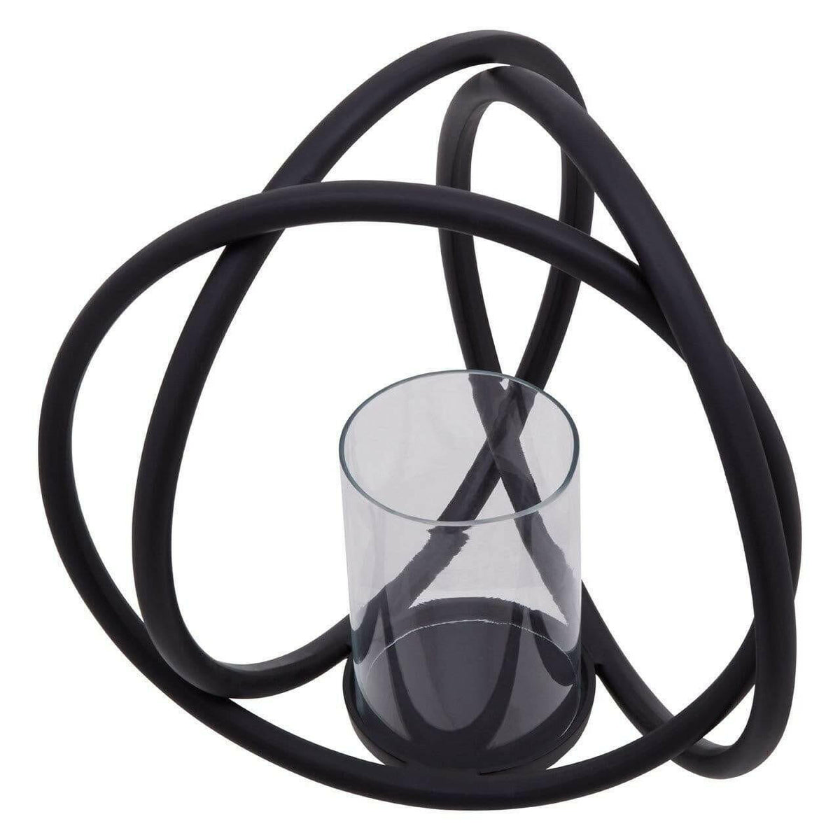 Aura Matte Black Medium Candle Holder.