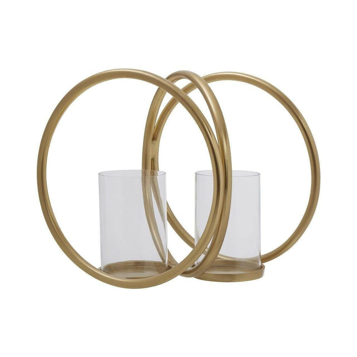 Aura Medium Gold Double Candle Holder.