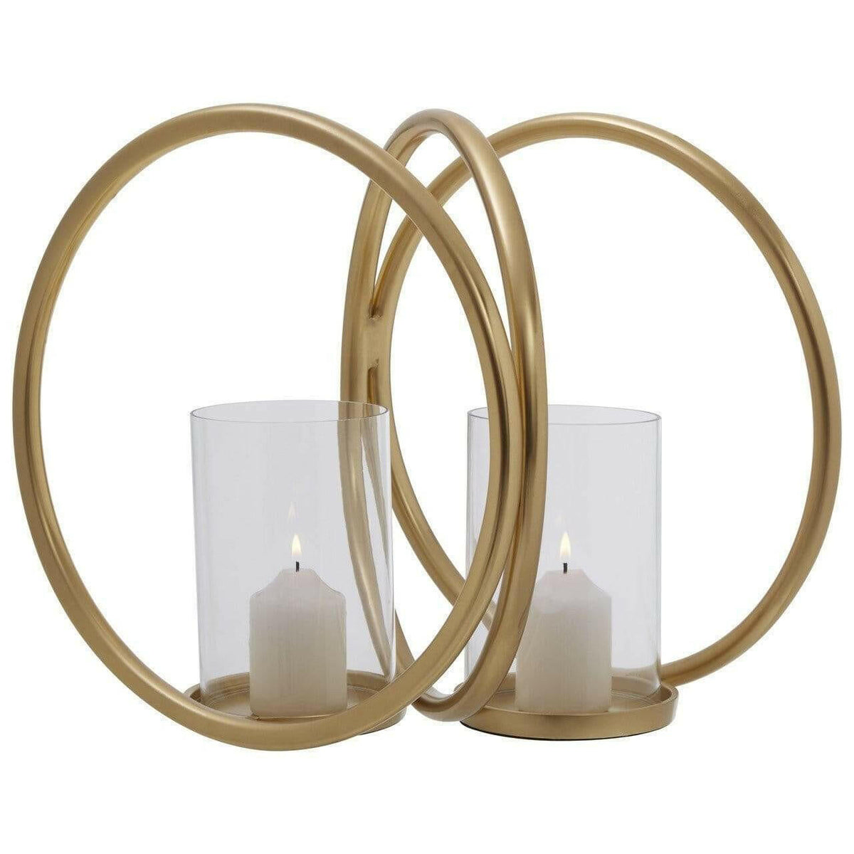 Aura Medium Gold Double Candle Holder.