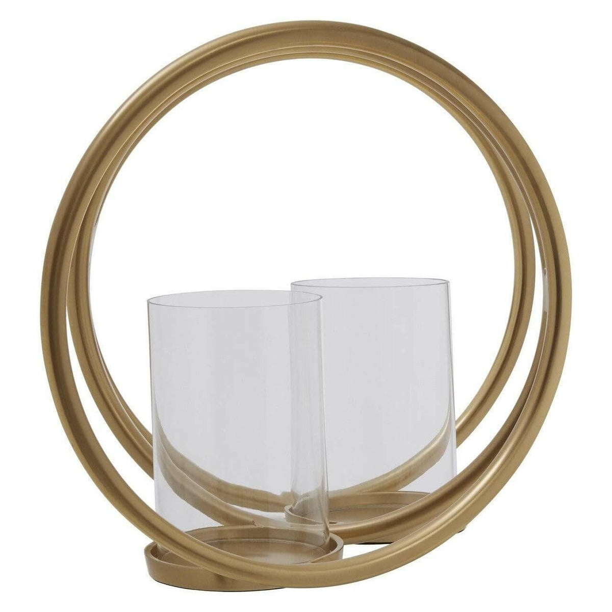 Aura Medium Gold Double Candle Holder.