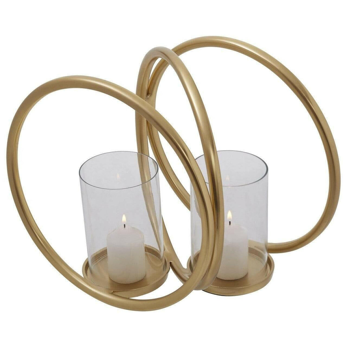 Aura Medium Gold Double Candle Holder.