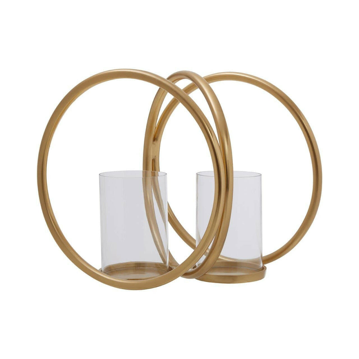 Aura Medium Gold Double Candle Holder.
