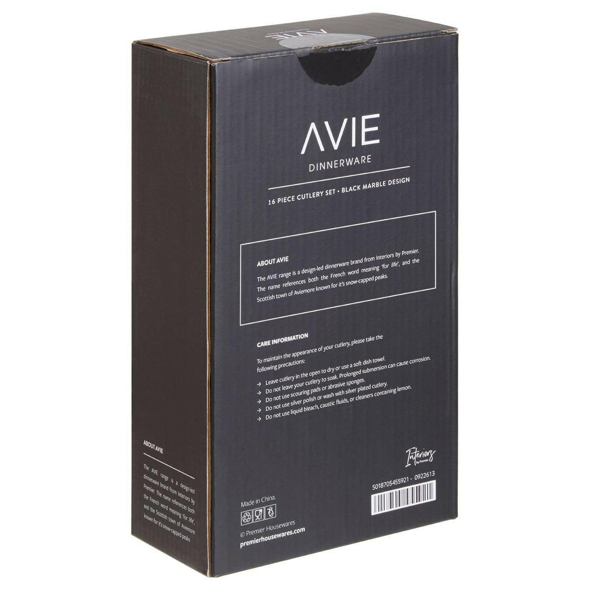 Avie 16 Pc Black And Silver Cutlery Set.