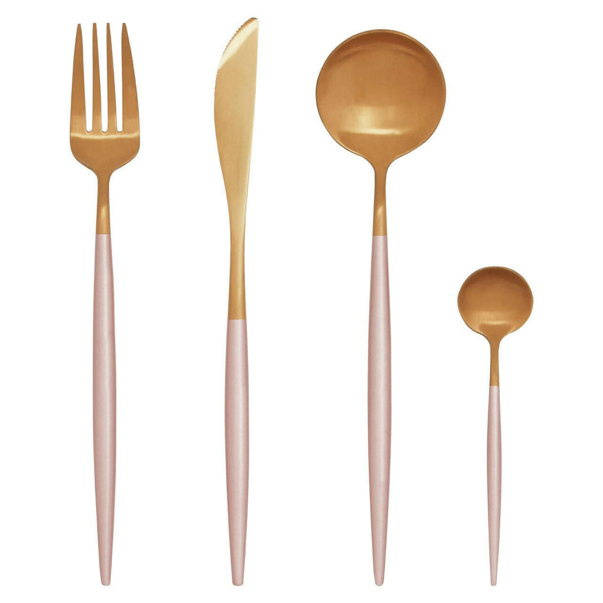 Avie 16 Pc Pink / Gold Finish Cutlery Set.