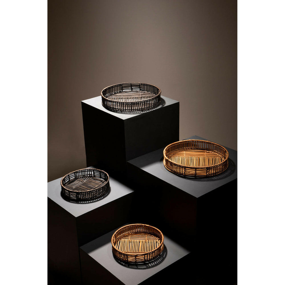 Batu Set Of 2 Black Trays.