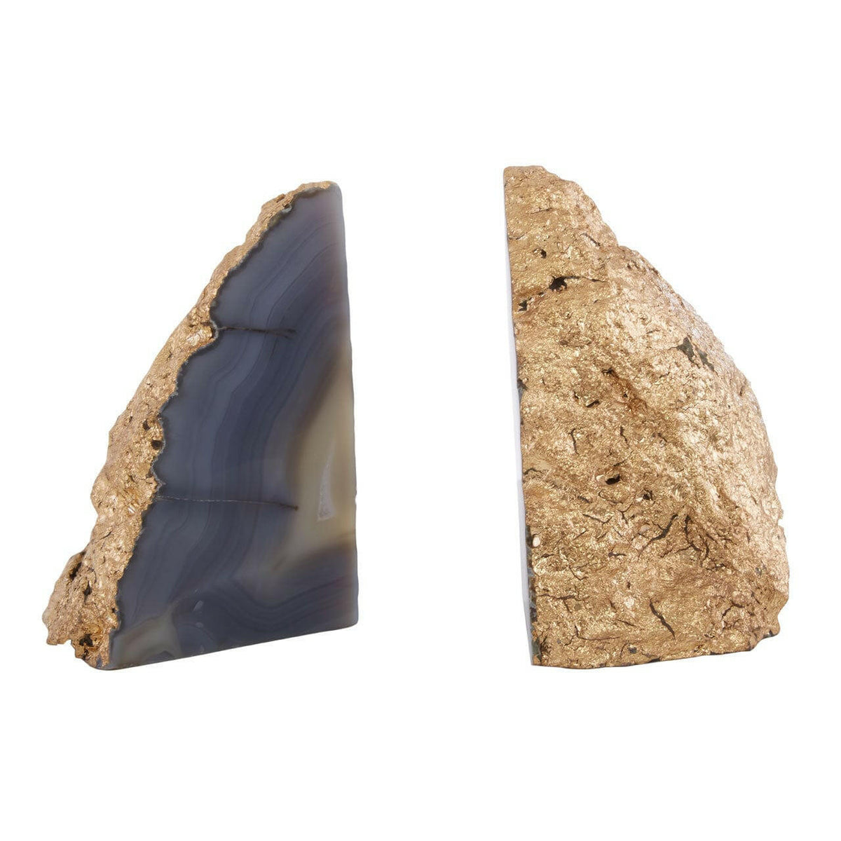 Bowerbird Agata Grey / Gold Bookends.