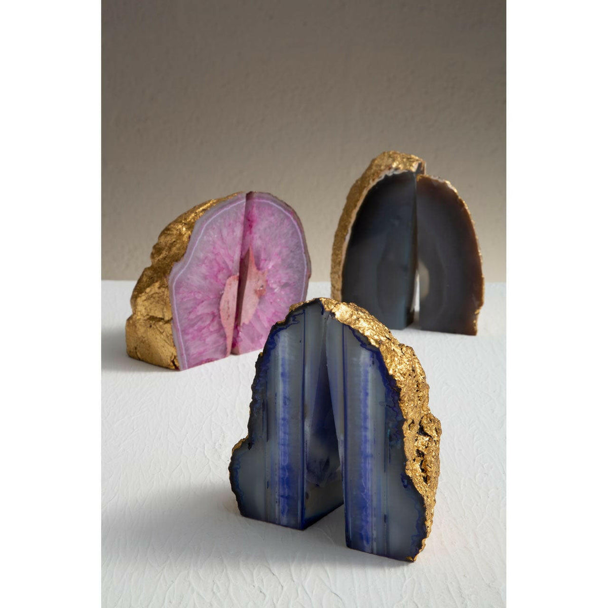 Bowerbird Agata Grey / Gold Bookends.