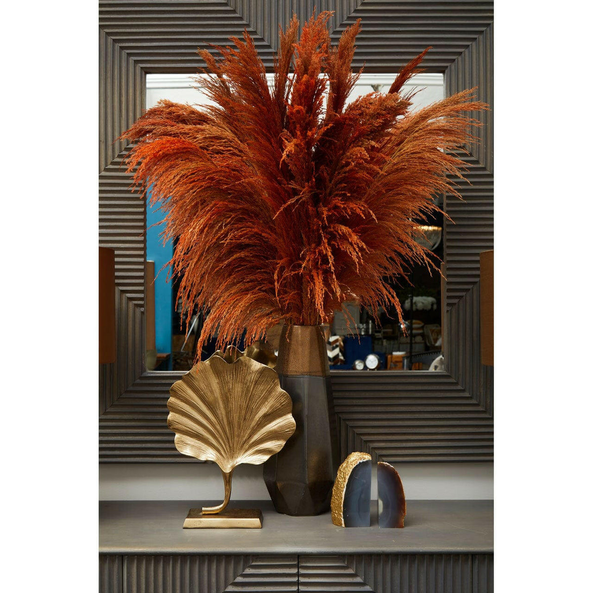 Bowerbird Agata Grey / Gold Bookends.