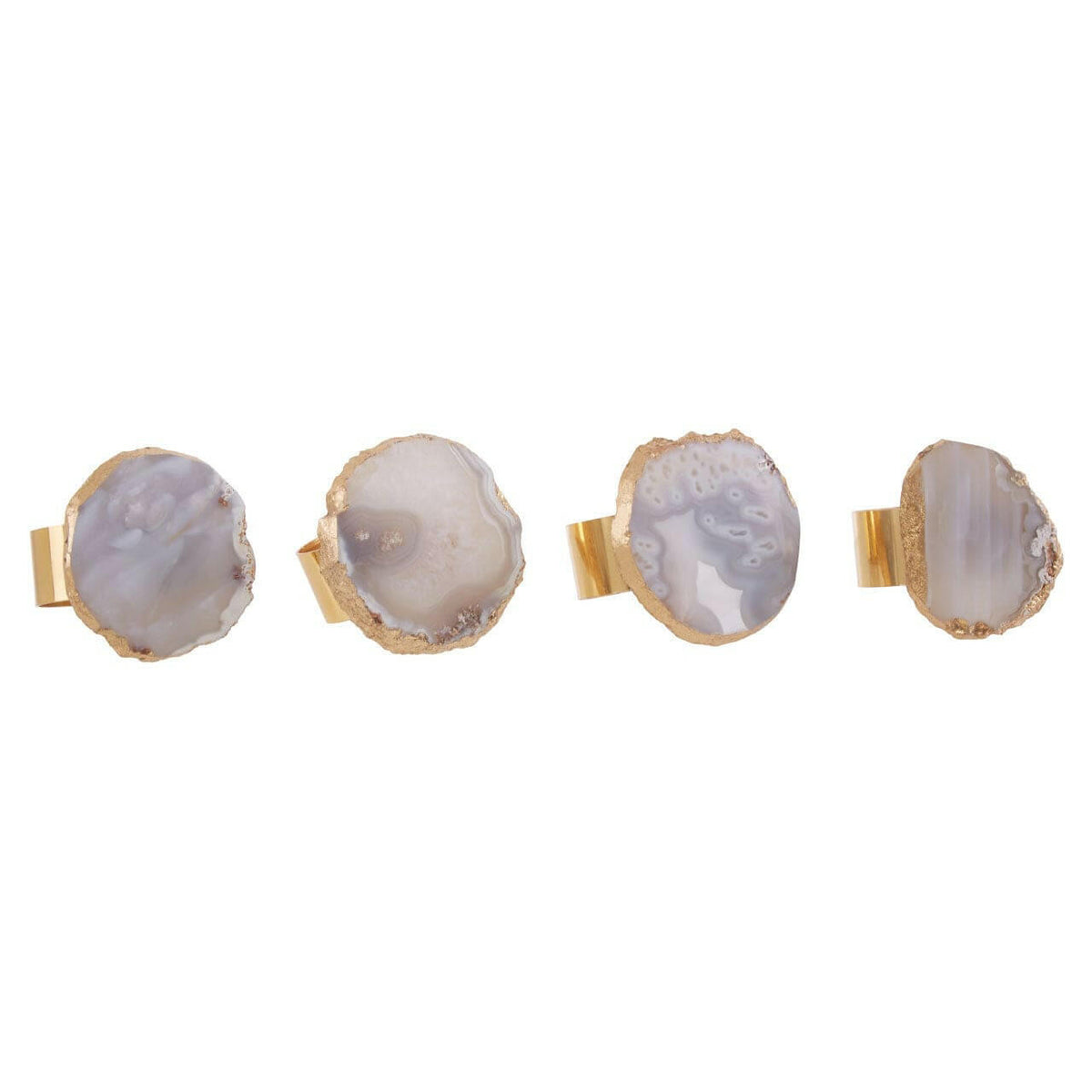 Bowerbird Agata Grey / Gold Napkin Rings.