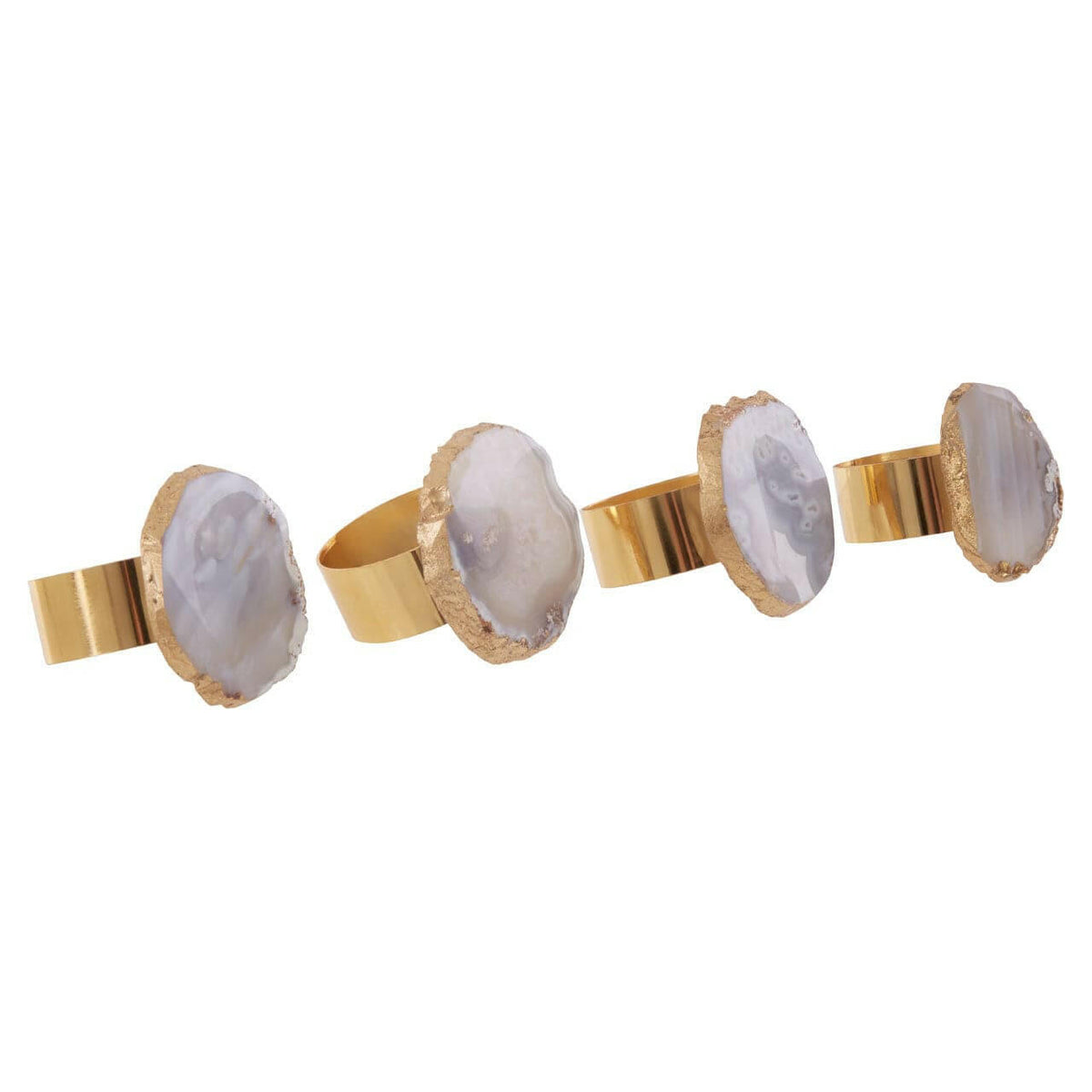 Bowerbird Agata Grey / Gold Napkin Rings.