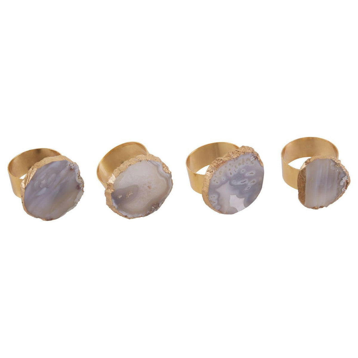 Bowerbird Agata Grey / Gold Napkin Rings.