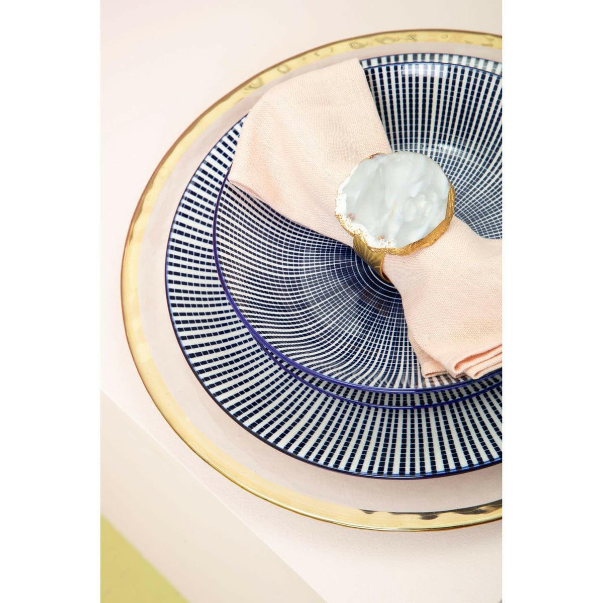 Bowerbird Agata Grey / Gold Napkin Rings.