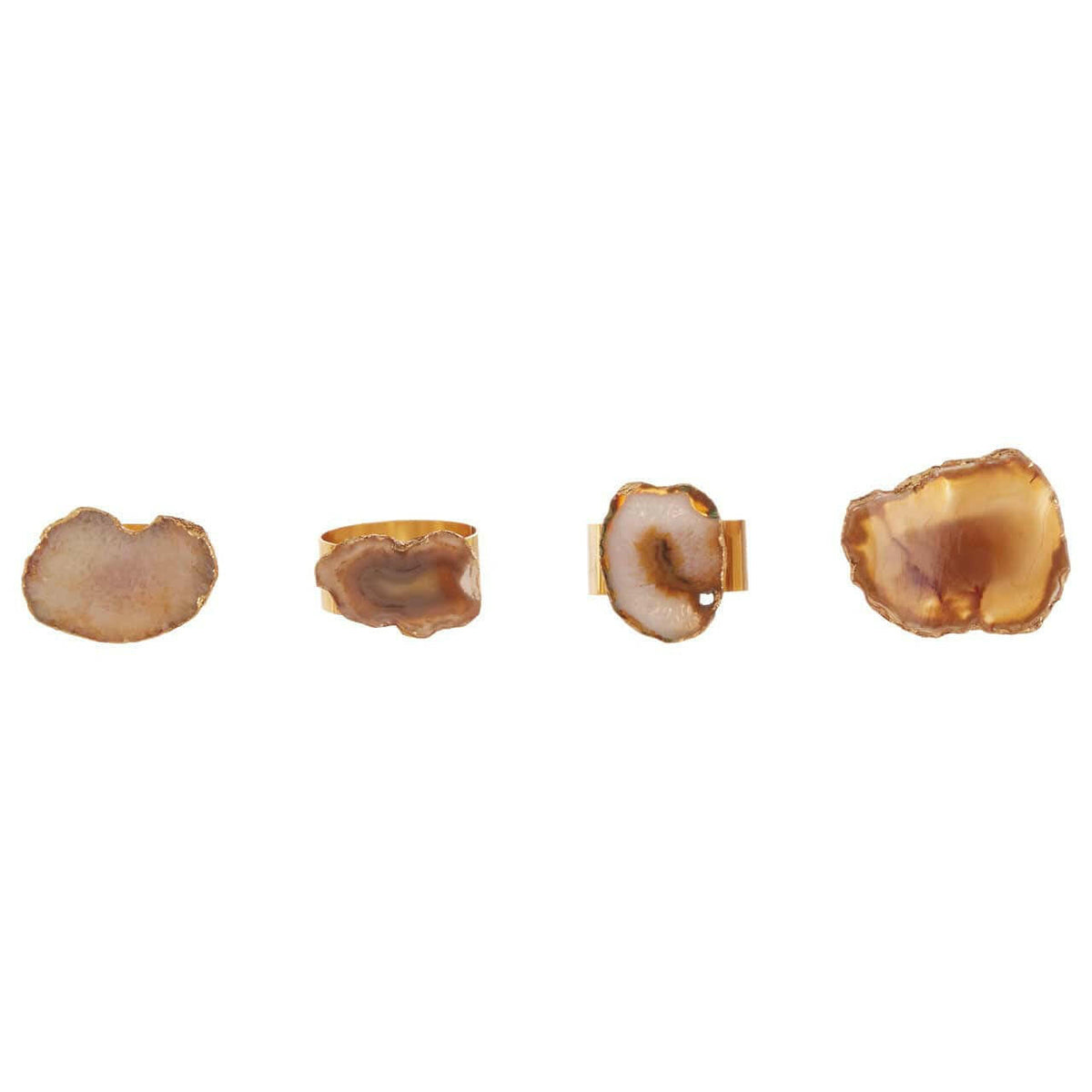 Bowerbird Agata Natural / Gold Napkin Rings.